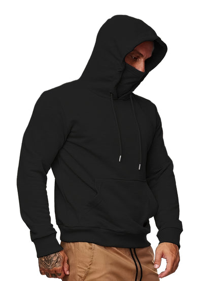 Men's Geometric Hoodie with Pocket - Regular Fit, Long Sleeve, Knit Fabric, Polyester Sports Top with Hood for Outdoor Fitness and Exercise