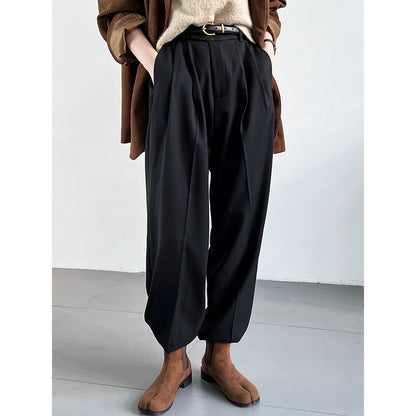 Loose Minimalist Old Money Style Mopping Suit Pants For Women