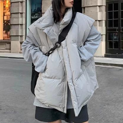 Oversize Women Sleeveless Puffer Coat Down Vest Jacket Loose Warm Outcoat 2024 Autumn Winter New Female Clothes ﻿