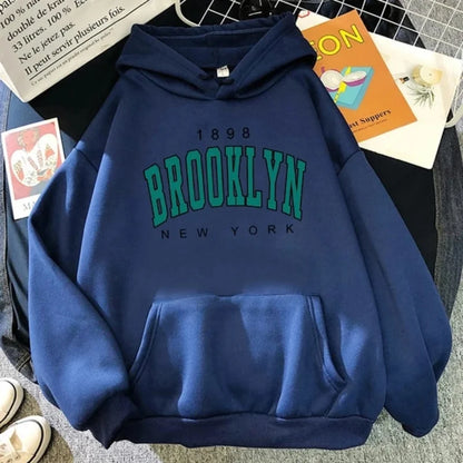 1898 Brooklyn New York printed men's hoodie spring and autumn fashion wool hoodie creative sweatshirt street loose sweatshirt