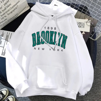 1898 Brooklyn New York printed men's hoodie spring and autumn fashion wool hoodie creative sweatshirt street loose sweatshirt