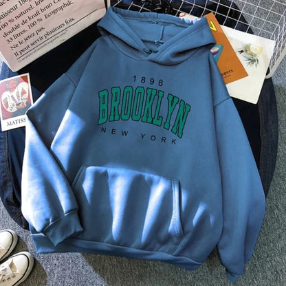 1898 Brooklyn New York printed men's hoodie spring and autumn fashion wool hoodie creative sweatshirt street loose sweatshirt