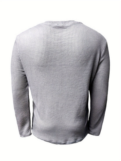 Men's Casual Solid Color Sweatshirt - Long Sleeve, Crew Neck Pullover for Fall & Winter | High-Quality Polyester Blend, Machine Washable