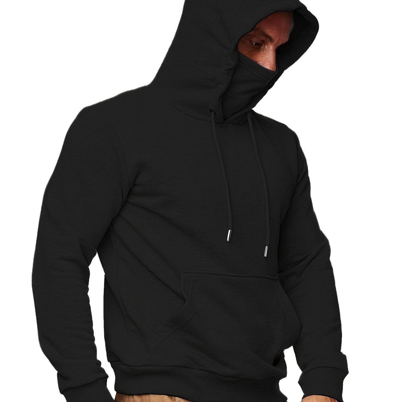 Men's Geometric Hoodie with Pocket - Regular Fit, Long Sleeve, Knit Fabric, Polyester Sports Top with Hood for Outdoor Fitness and Exercise