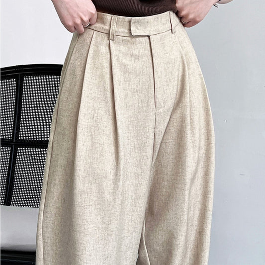 Loose Minimalist Old Money Style Mopping Suit Pants For Women