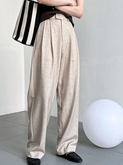 Loose Minimalist Old Money Style Mopping Suit Pants For Women